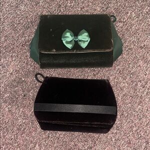 Velvet Clutch Bag with Green Bow & Black Velvet Clutch